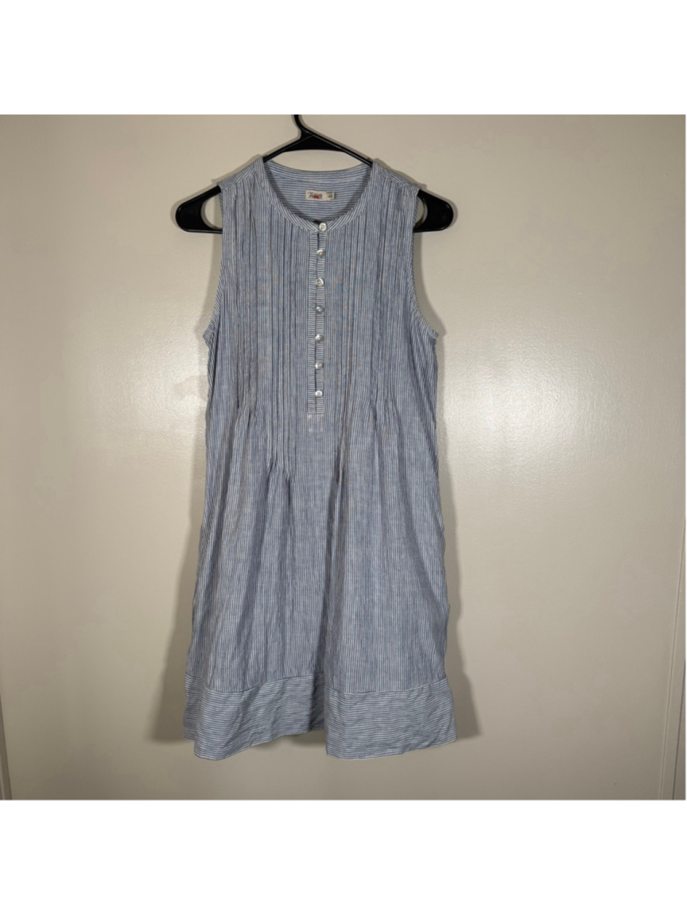 Faherty Isha Washed Linen Dress XS Blue Mini Beach Coastal Summer Natural - Picture 3 of 8